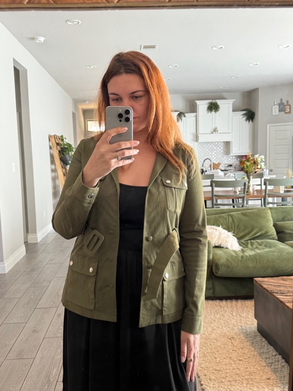 Superdown Safari Military Khaki Olive Green Structured Belted Utility Jacket
